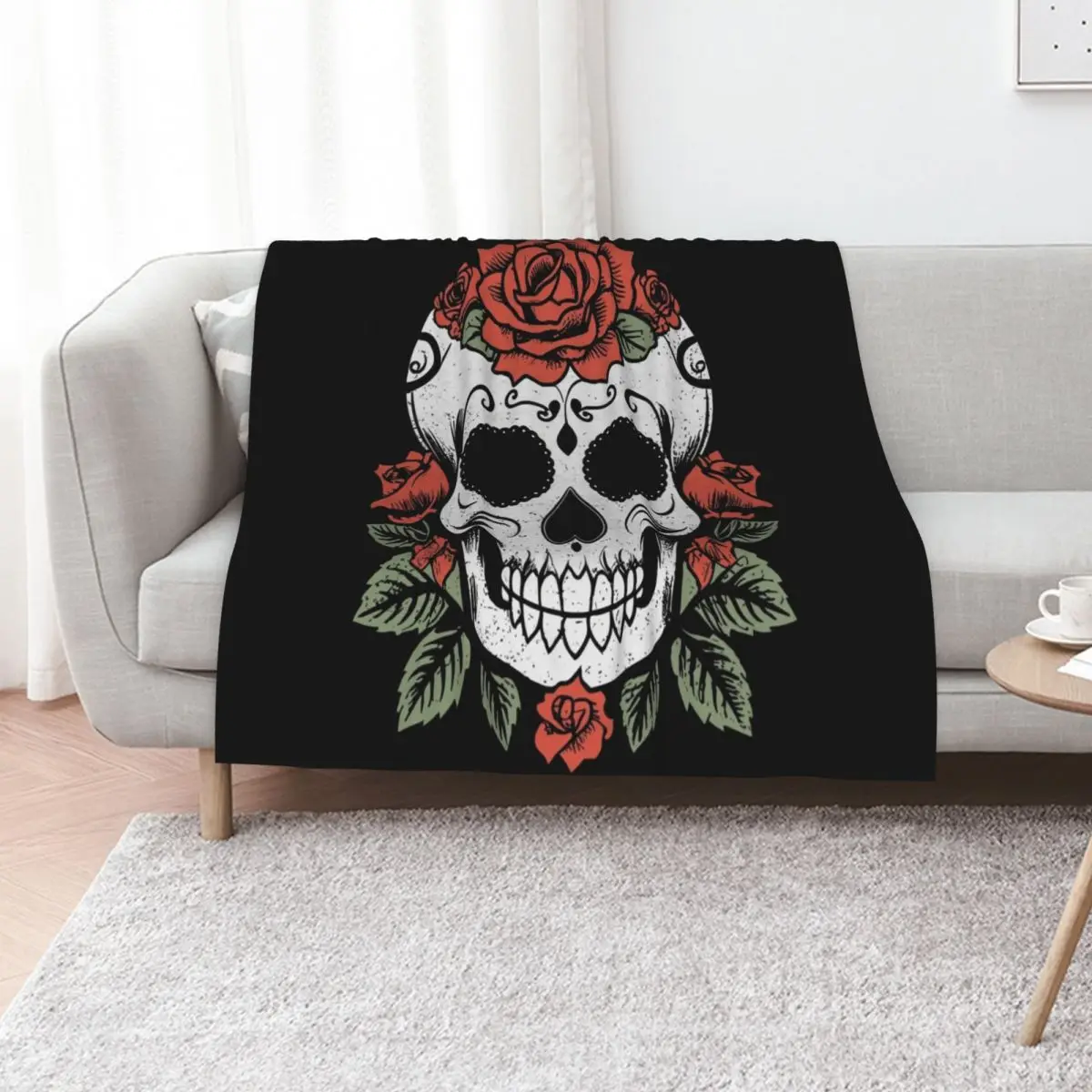 Sugar Skull with Roses Throw Blanket Warm Thin Blankets For Sofas warm for winter Blankets