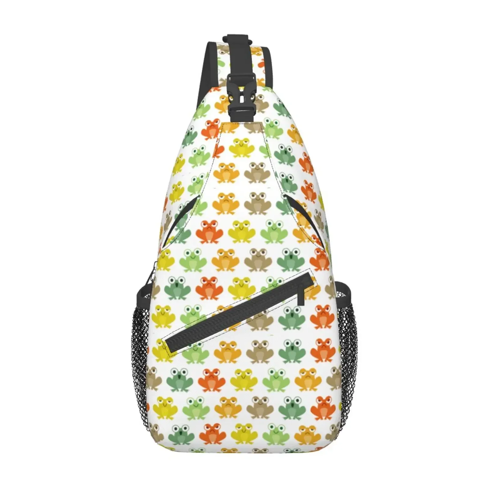 

Colorful Frogs Sling Backpack Cross Chest Bag Small Hiking Daypack Pattern Travel Outdoor Sports Bag Backpack Men Women