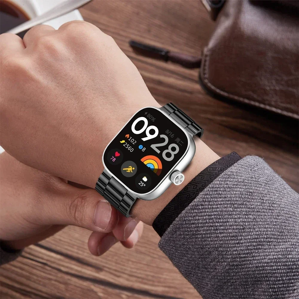 Banda de aço inoxidável para redmi relógio 4 cinta smartwatch pulseira de ligação de metal correa para xiaomi mi banda 8 pro pulseiras