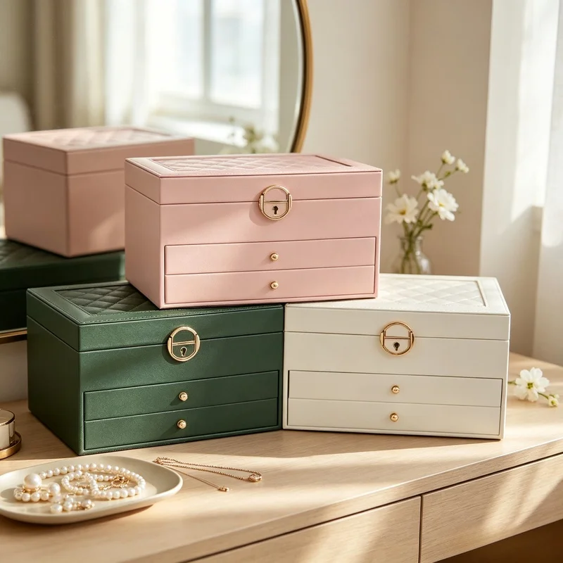 Multi‑Layer Drawer‑Type Jewelry Box, Large Capacity Earring Storage Organizer, Oxidation‑Resistant Surface for Home Use
