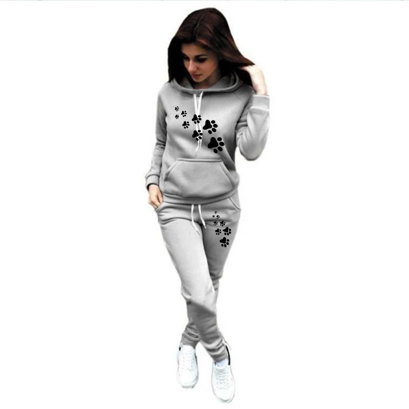 Cat Paw Women\'s Hoodie Suit Sportswear Pullover Oversize Sportswear Jogging Sportswear Long Sleeve Track Suit Plus Size S-3XL