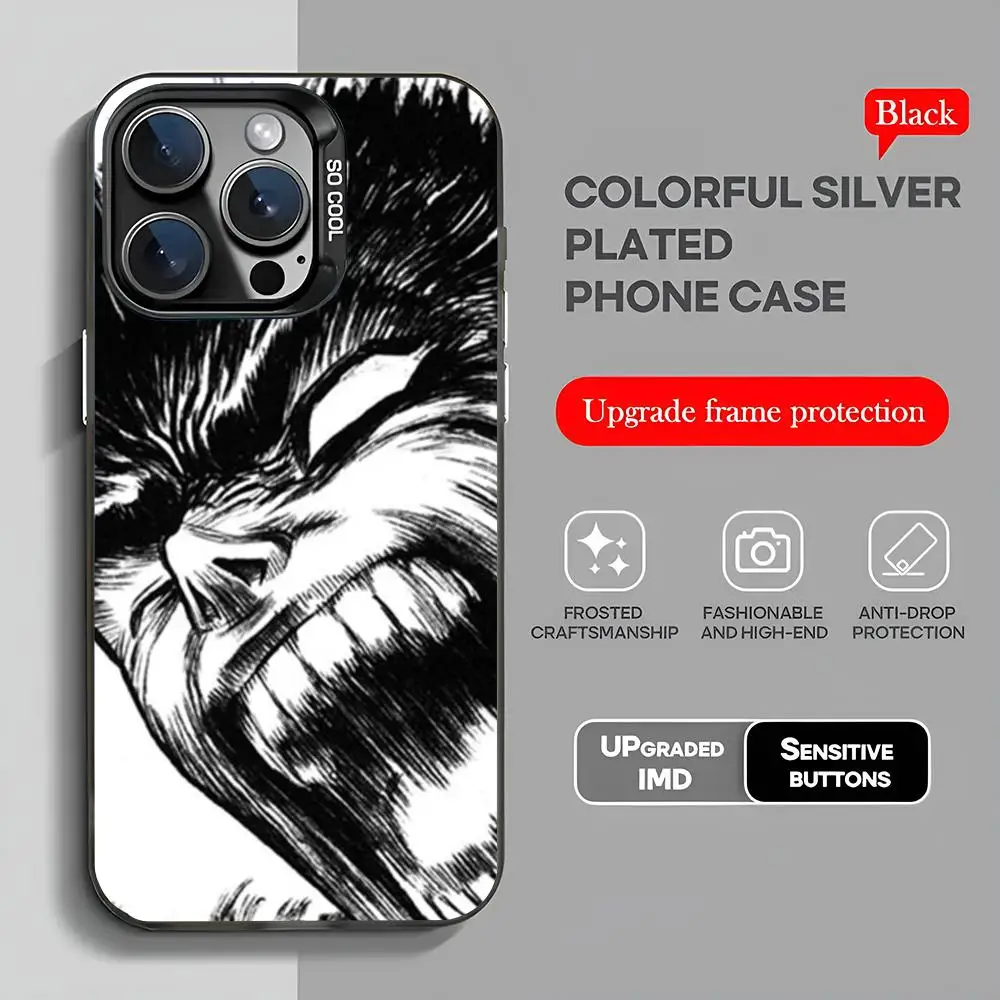 Guts Anime B-Berserk MINISO Phone BLACK Popular In Korea Wholesale Case For IPhone 16 15 14 13 12 Pro XR Shockproof Color Cover