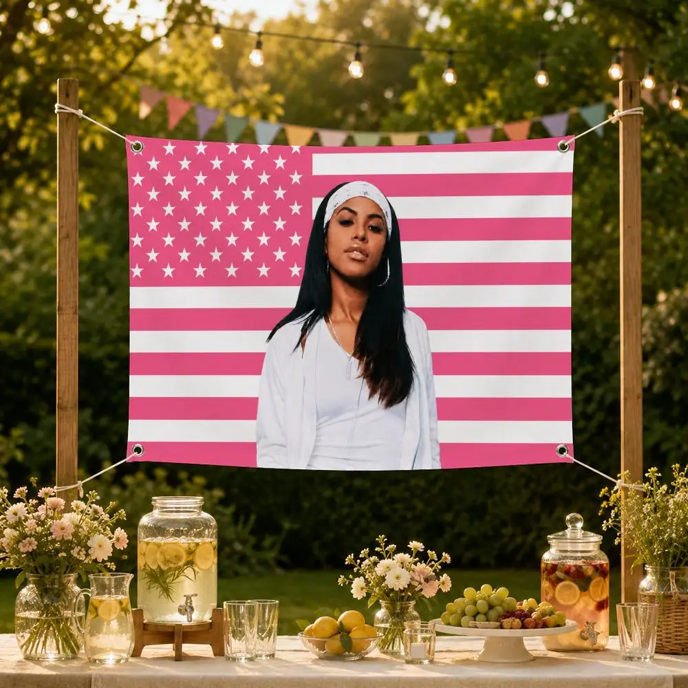 Singer A-Aaliyah Flags Decorative Flag Banner for Garden Yard Porch Patio Lawn Outdoor Home Party Wall Hanging Decor