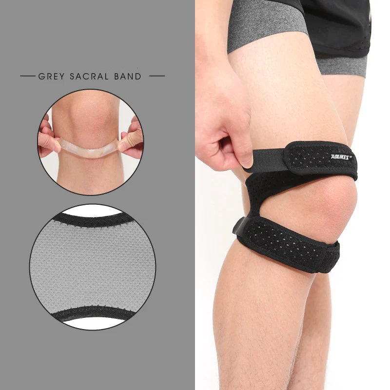 Genouillère double respirante en silicone, bande de protection contre la pression de la rotule, genouillères de basket-ball, course à pied, canadisme, sport