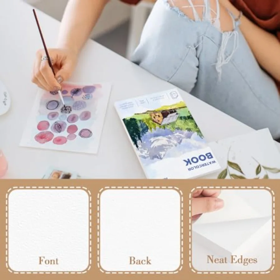 Watercolor Paper Pad, 140lb/300g Water Color Paper, 20 Sheets Cold Press Drawing Painting Paper Sketchbook Notebook, Art Suppli view 4
