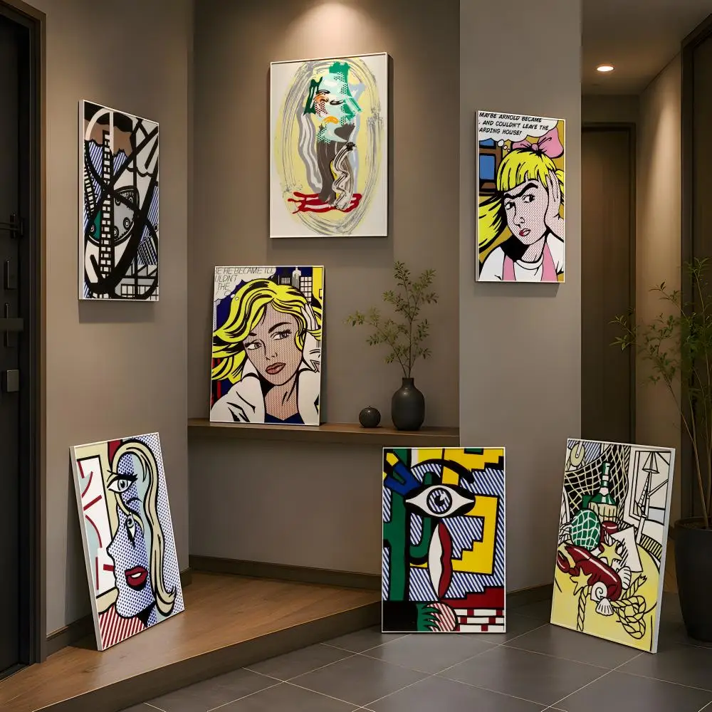 Art Roy Lichtenstein Pop Abstract Poster 1PC HD Matte Self Adhesive Wall Art No Frame Waterproof Removable Bedroom Living Room D