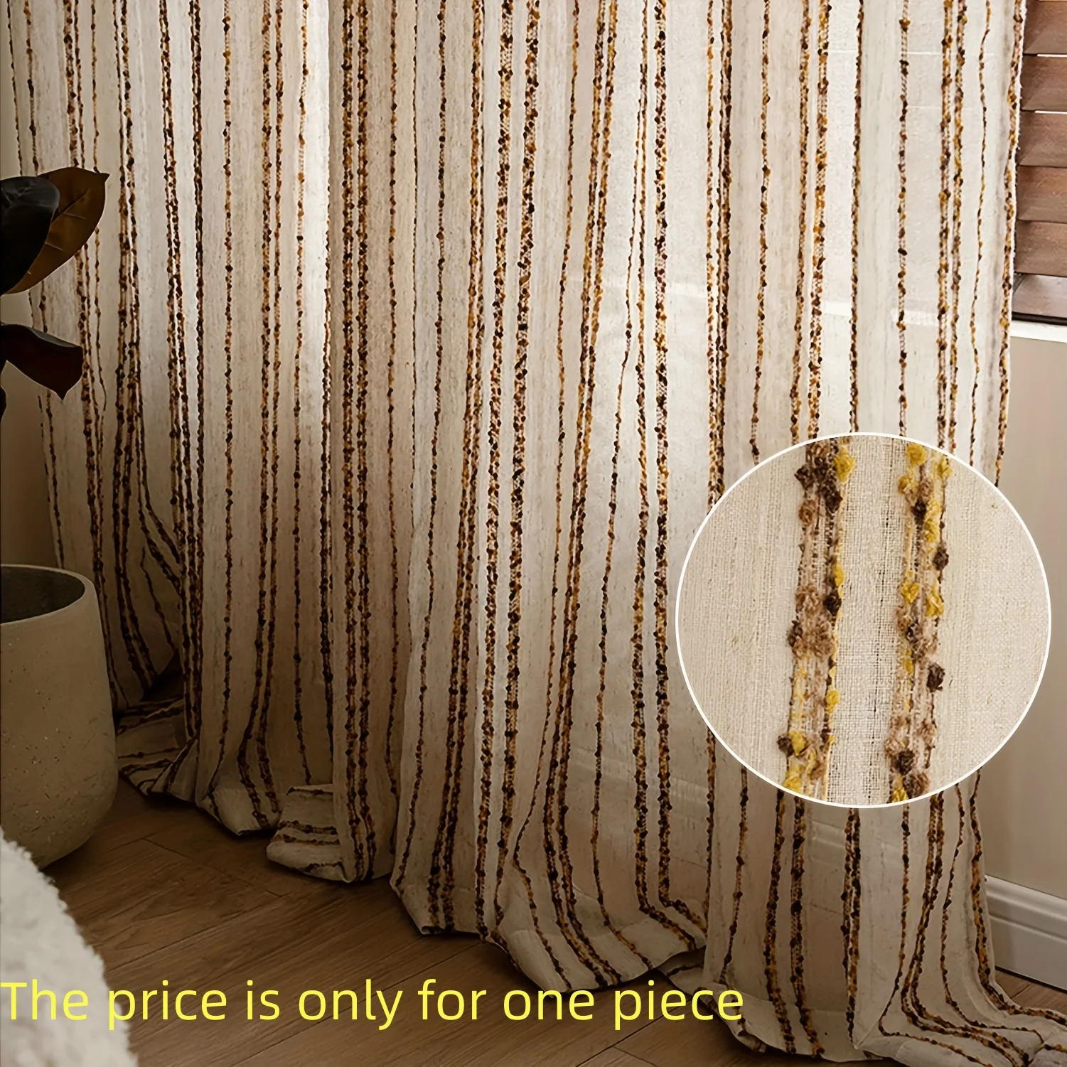 1PC Modern Multicolor Striped Sheer Curtain, 1pc, Suitable for Living Room, Kitchen, Balcony, Home Decor, Coffee Shop, Light Blo