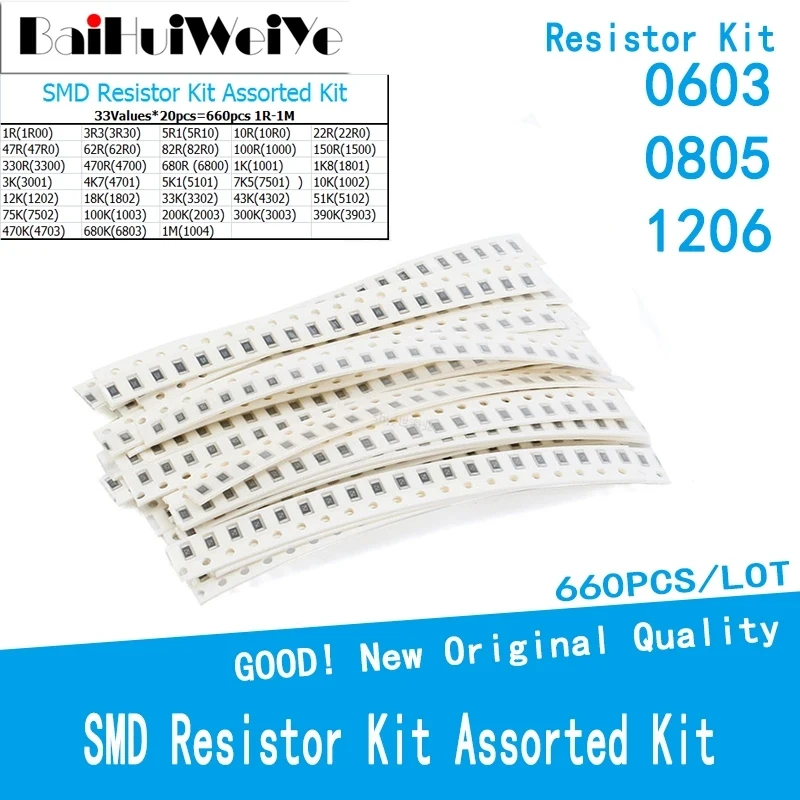 Resistor component package sample package 0805 chip resistor package 33 types in total 20 pieces each 660 pieces in totalerror1%