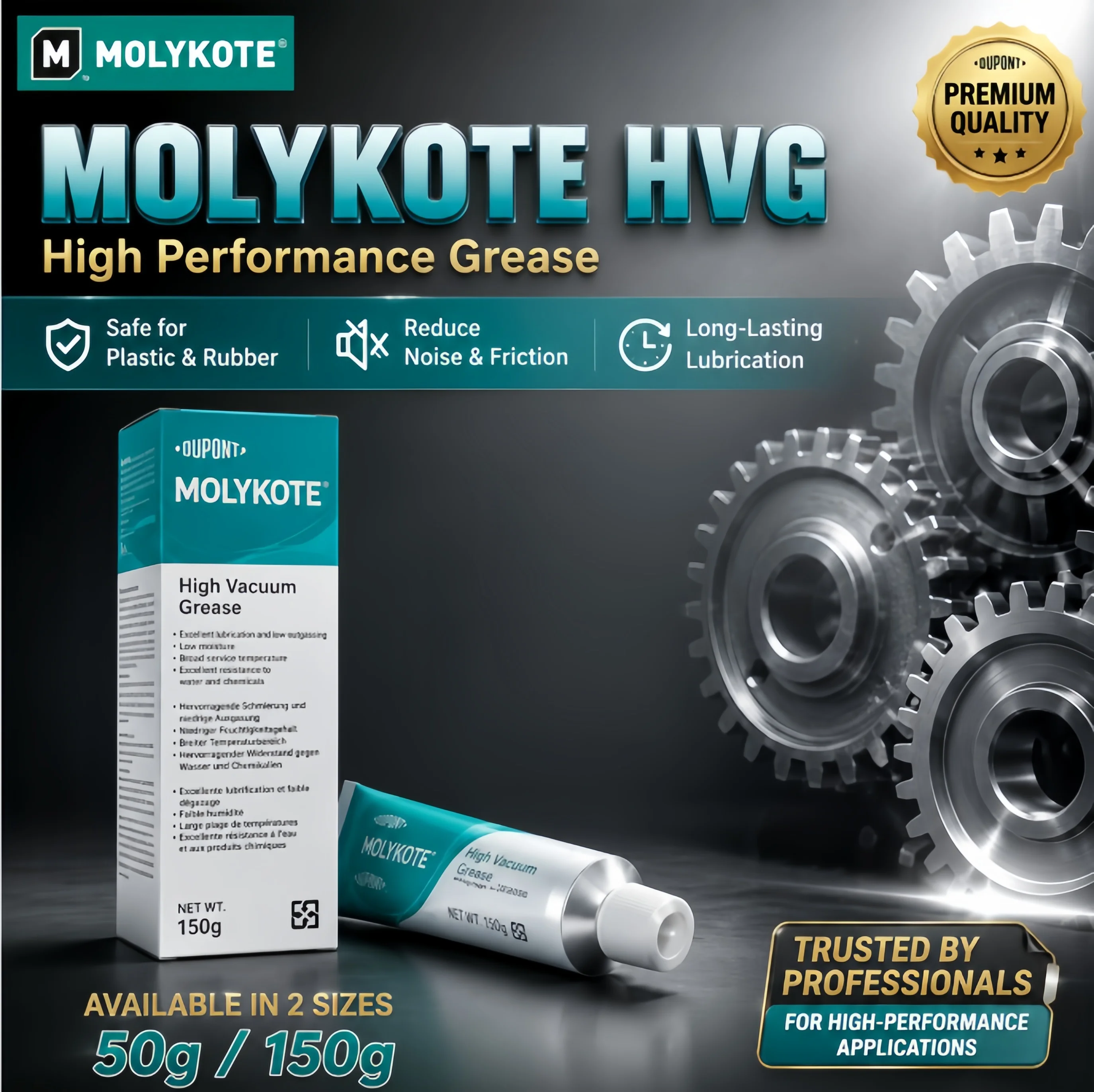 Molykote HVG Silicone Grease 150g Original High Vacuum Lubricant for O-Ring Valve Sealing Waterproof Long Lasting