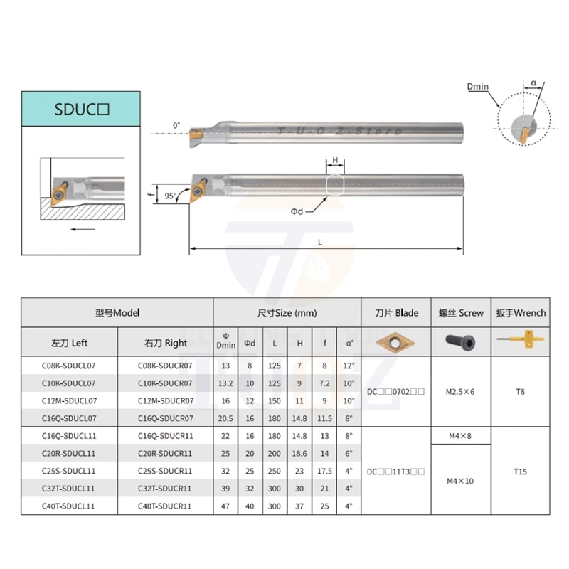 Imagem -04 - Tungstênio Aço à Prova de Choque Torno Chato Bar Ferramenta de Torneamento Interno Sducr Sducl 07 11 C08k C10k C12m C14n C16q C18q C20r C25s
