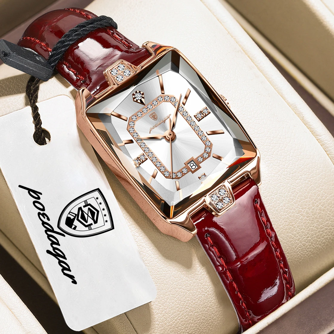 POEDAGAR Top Fashion Women Wristwatch Leather Waterproof Date Quartz Casual Watch For Woman Elegant Luxury Women's Watches Reloj
