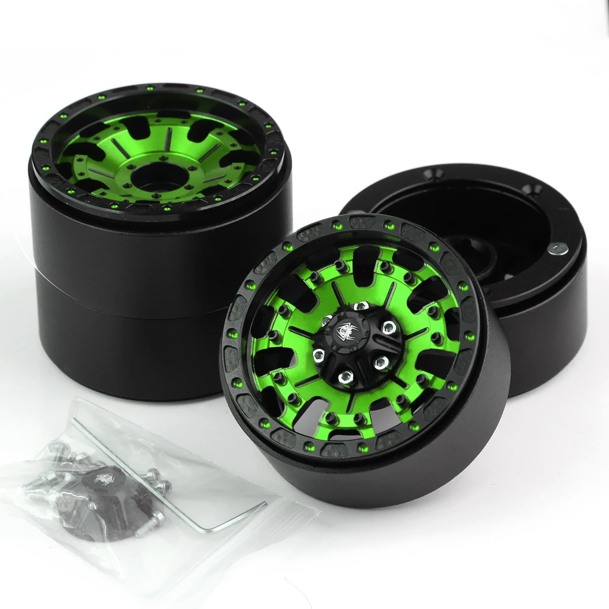 1.9 RC Beadlock Wheels Rims with 12mm Hex 1.9 Inch Metal Wheel Hub for 1/10 RC Crawler Car SCX10 TRX4 CC01 D90 4PCS