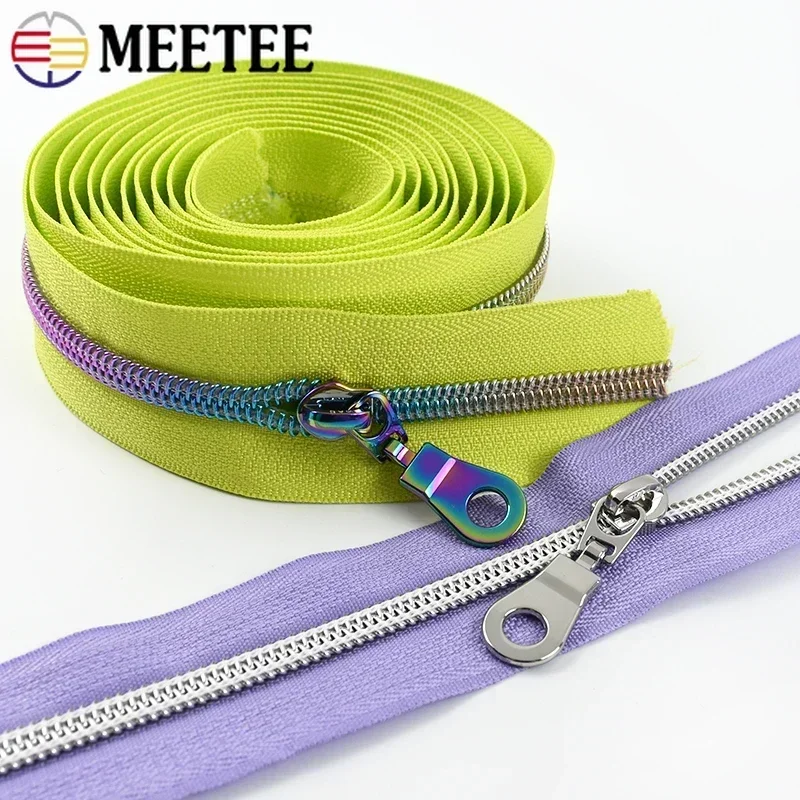 1/2/3/5M Meetee Nylon Zipper Tape with Sliders Per Meter for Sewing Bags Clothes Closure Zip Decor Zips Repair Kit DIY Replace