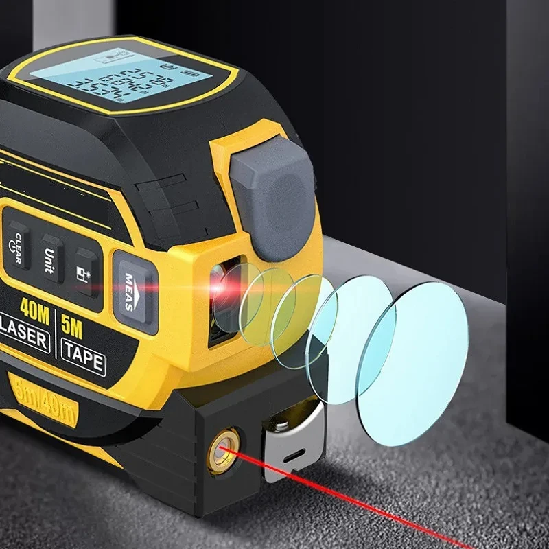 Ruban à mesurer laser numérique, télémètre de précision infrarouge élevé, mesure de l\'acier avec grand outil d\'affichage, 3 en 1, 40 m, 60m