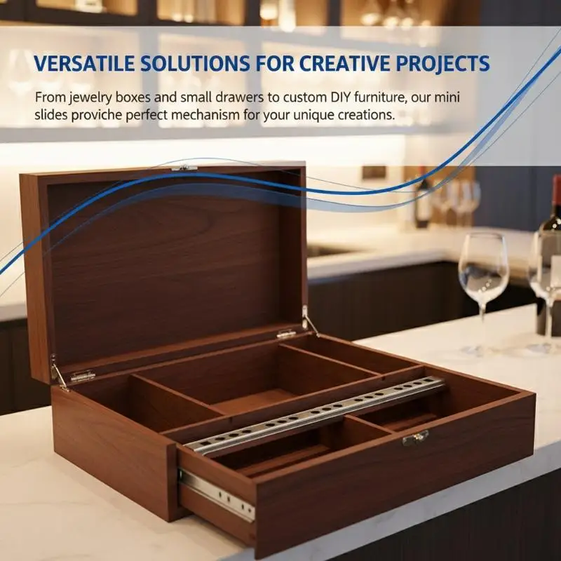 17mm Wide Two Way Smooth Glide Drawer Slides Ball Bearing Mechanism for Wooden Drawers Home Office Reliability