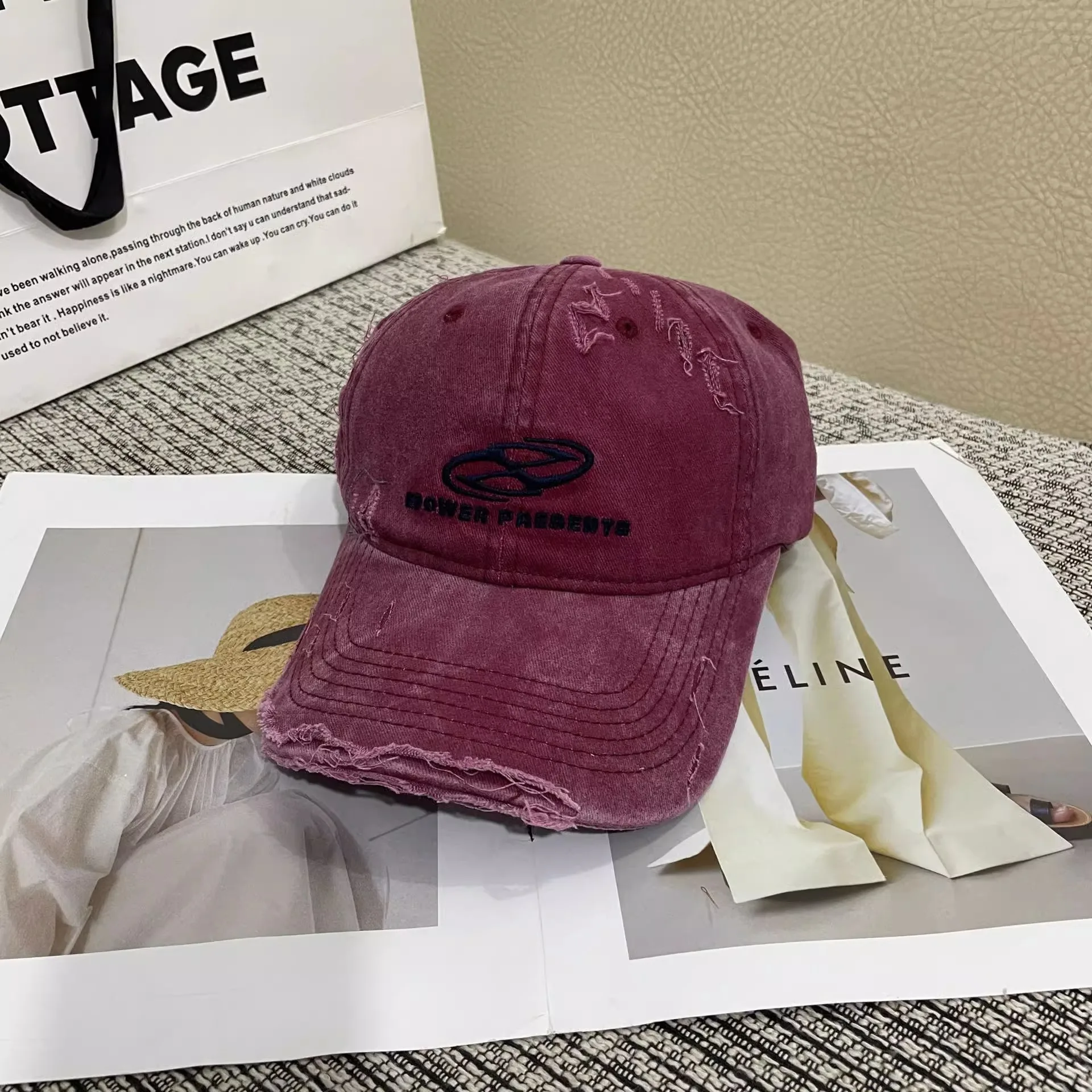 النسخة الكورية من إلكتروني التطريز كسر قديم لينة قبعة بيسبول المرأة المد ظلة واقية من الشمس قبعة الغاز الأجنبية قبعة السفر