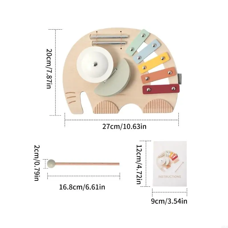 Instrumento percusión madera para niños Diseño elefante 5 tono Exploración musical Exploración xilófona para niños Toy