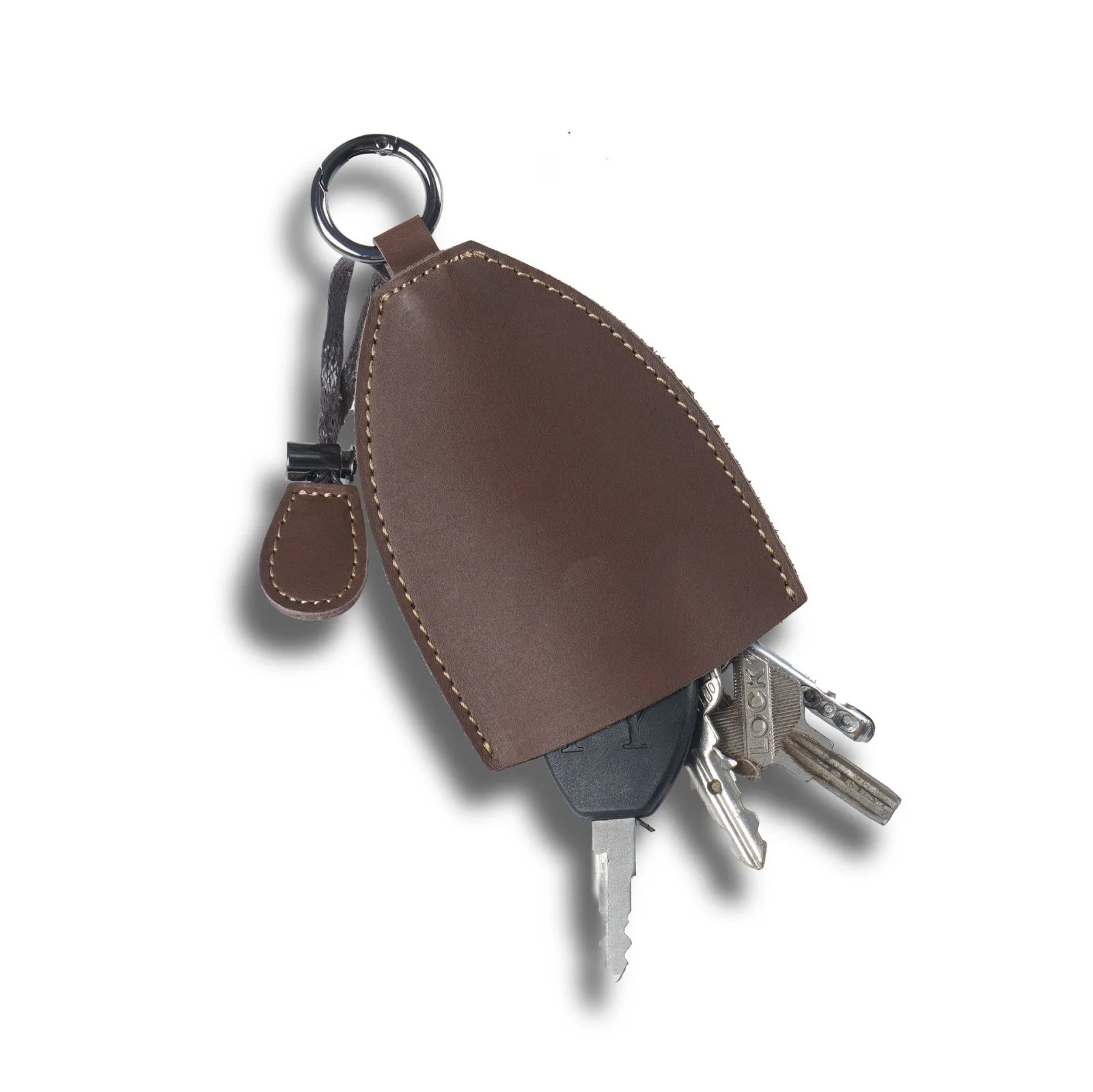 Genuine Leather Car Key Holder Case with Key Ring, Handmade Leather Keys Protective Cover Key Chain Holder Key Fob for Women Men