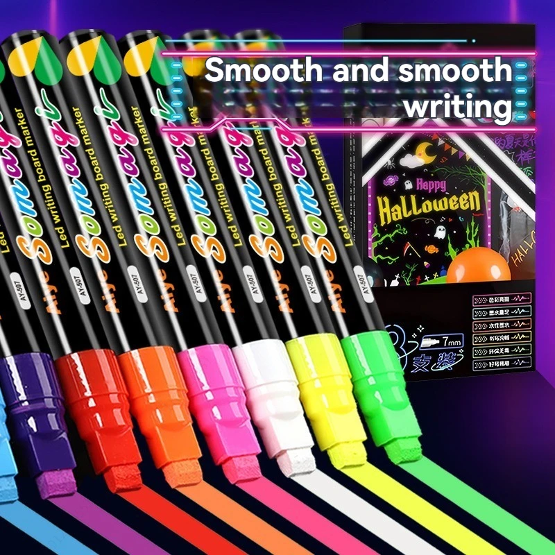 8 Colors Liquid Erasable Chalk Markers Pens Washable & Wet Erase Neon Art Makers for Blackboard Chalkboard Signs Glass Window