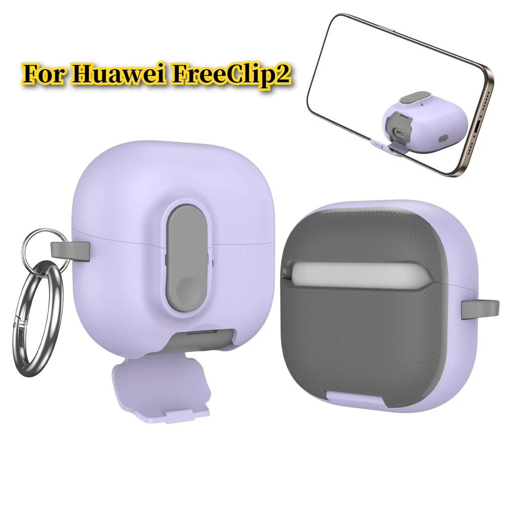 2026 Neue Hülle für Huawei FreeClip2 mit Telefonständer, Kopfhörer-Etui, Magnetverschluss, TPU Stoßfeste Schutzhülle mit Haken