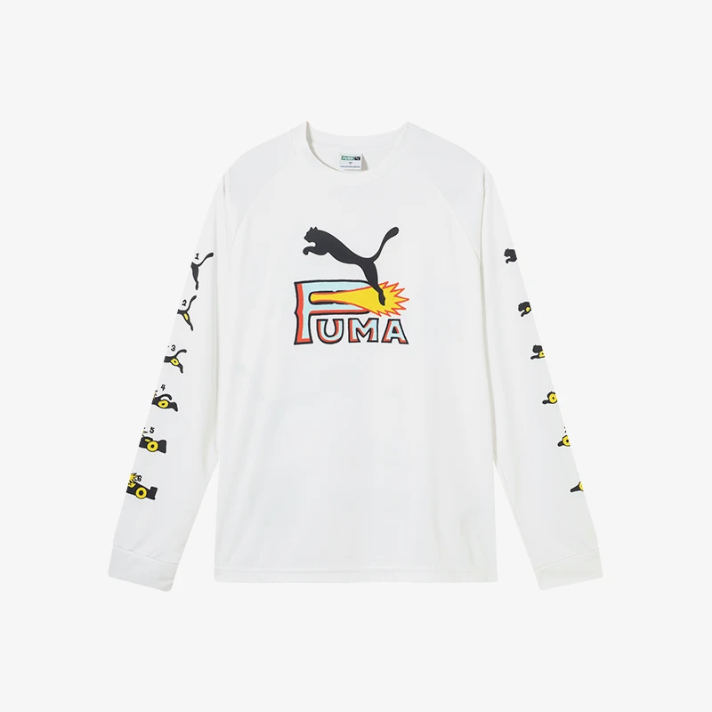 

Puma подлинный летний новый стиль мужской и женский модный свободный повседневный длинный рукав с принтом 631504-02