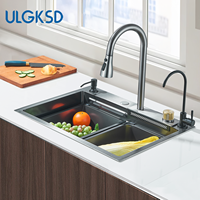 Desk Type 304 Fly Rain Drainage Kitchen Sink Pull -Out Faucet Set Soap Dispenser Purification Faucet Vegetable Pool Single-Slot