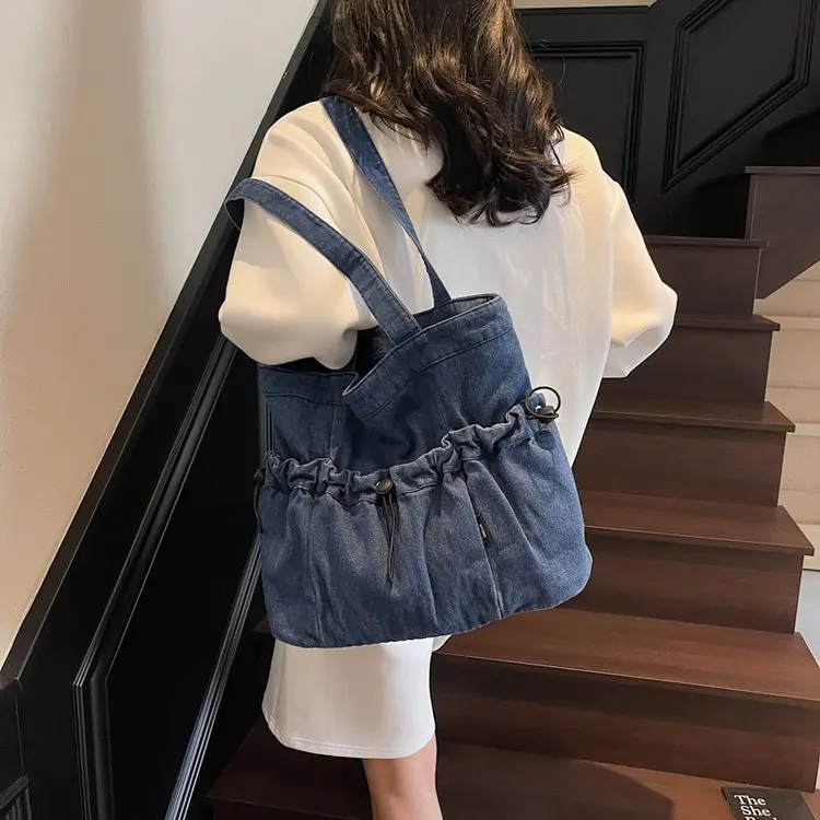 

Ladies' Retro Single-shoulder Bag Sweet Ladies' Denim Tote Large Capacity Designer Luxury Bag