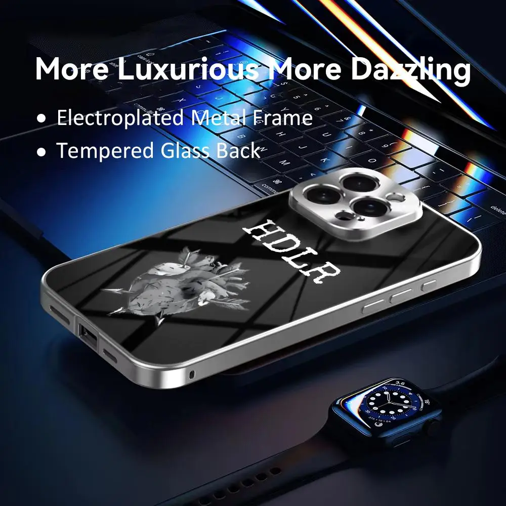 Singer N-Natos y Waor Phone Case For iPhone 17 16 15 14 13 12 Pro Max Plus Electroplated Metal Bumper Case Tempered Glass Back - view 4