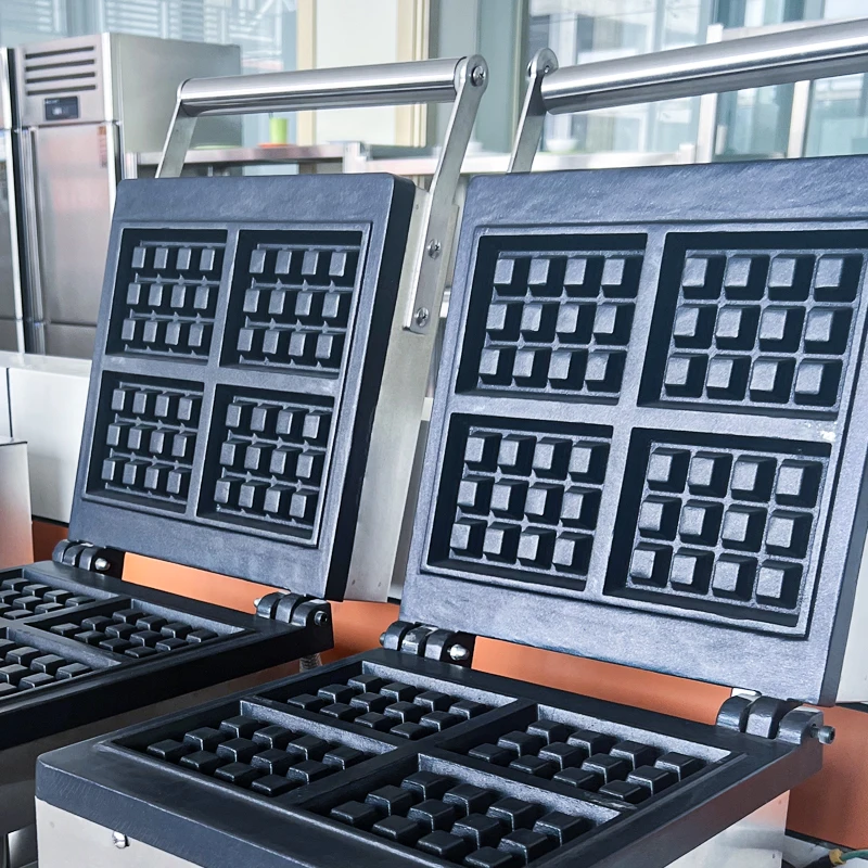 Mesin Pembuat Waffle TLF 2-Burner Komersial Terlaris, Wajan Anti Lengket, Kontrol Suhu Presisi, Peralatan Dessert