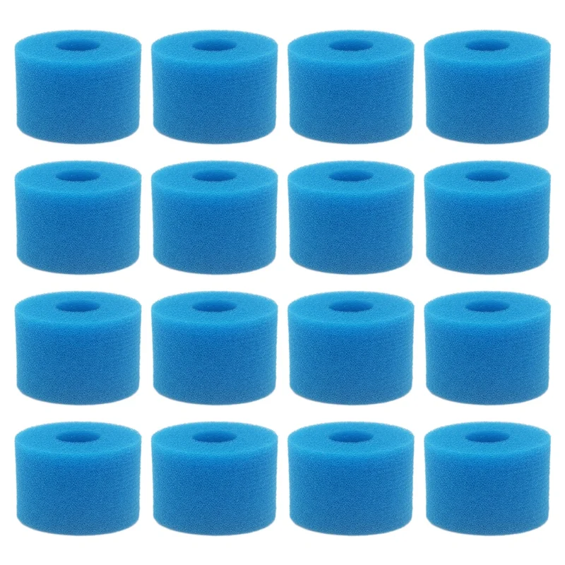 16Pc Pool Filter For Intex Pure Spa Reusable Washable Foam Hot Tub Filter Cartridge S1 Type