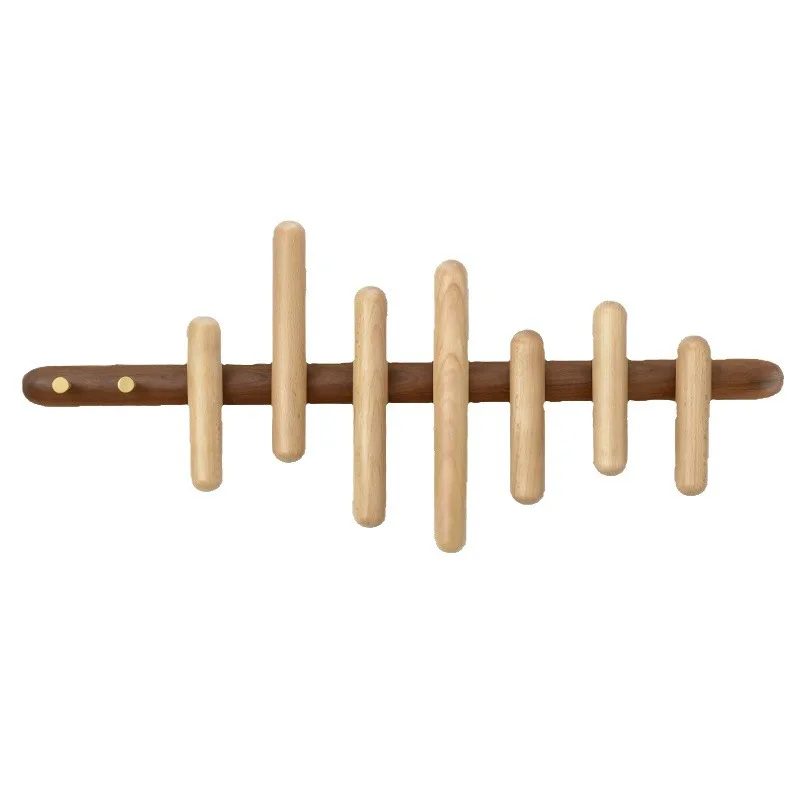 Solid wood hook enters the entrance, no punching coat hook creative living room decorative hanger, wall hanging wooden coat rack