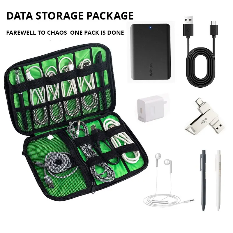 Storage Bag Electronic Accessory Organizer Portable Usb Data Cable Charger Plug Travel Waterproof Organizer