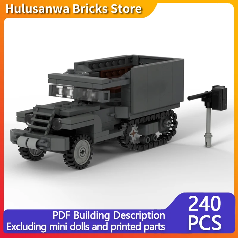 

M3 Halftrack Armored Car Model MOC Building Bricks War Equipment Modular Technology Gifts Holiday Assemble Children Toys Suit