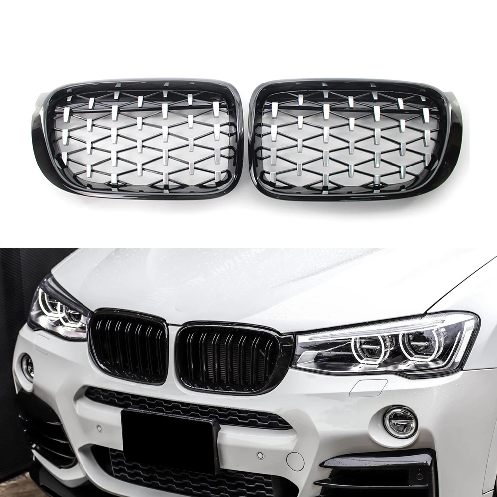 

A Pair Diamond Style Car Front Kidney Grill Racing Grills For BMW F25 F26 X3 X4 2014-2017 Car Accessories