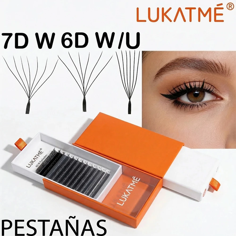 Extensiones de Pestañas LUKATME 6D W Clover, 7D W Naturales, Suaves, con Efecto de Floración Automática, Integrales y Voluminosas, Pestañas Postizas 6D U para Uso en Salón