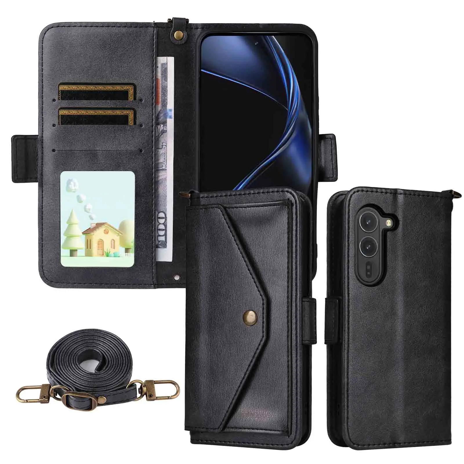 

Crossbody Wallet Phone Case For Sony Xperia 10 VII 1 VI Multi 3 Cards Classic Leather Shoulder Anti Drop Protection Flip Cover