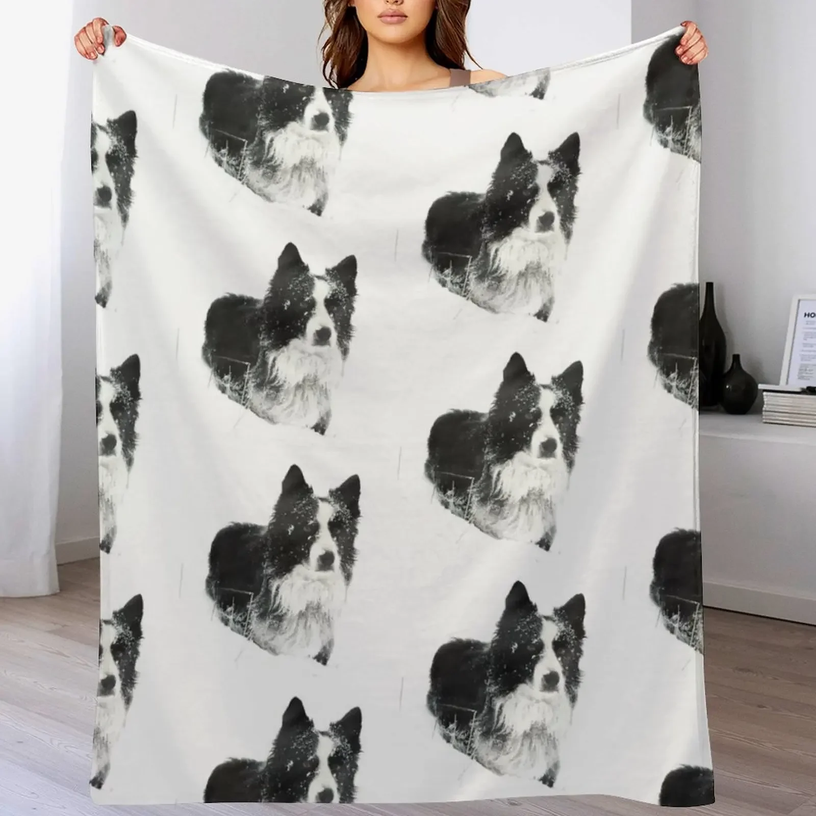 Working Winter Collie Throw Blanket Thins Cute Sofas Blankets