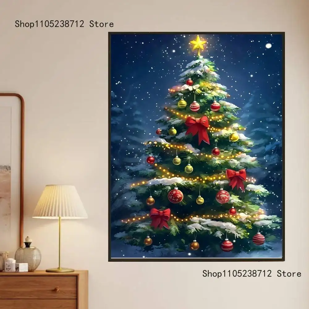 السنة الجديدة شجرة عيد الميلاد المشارك يطبع جدار صورة فنية اللوحة هدية غرفة المعيشة مطعم بار كبير ديسمبر ملصق
