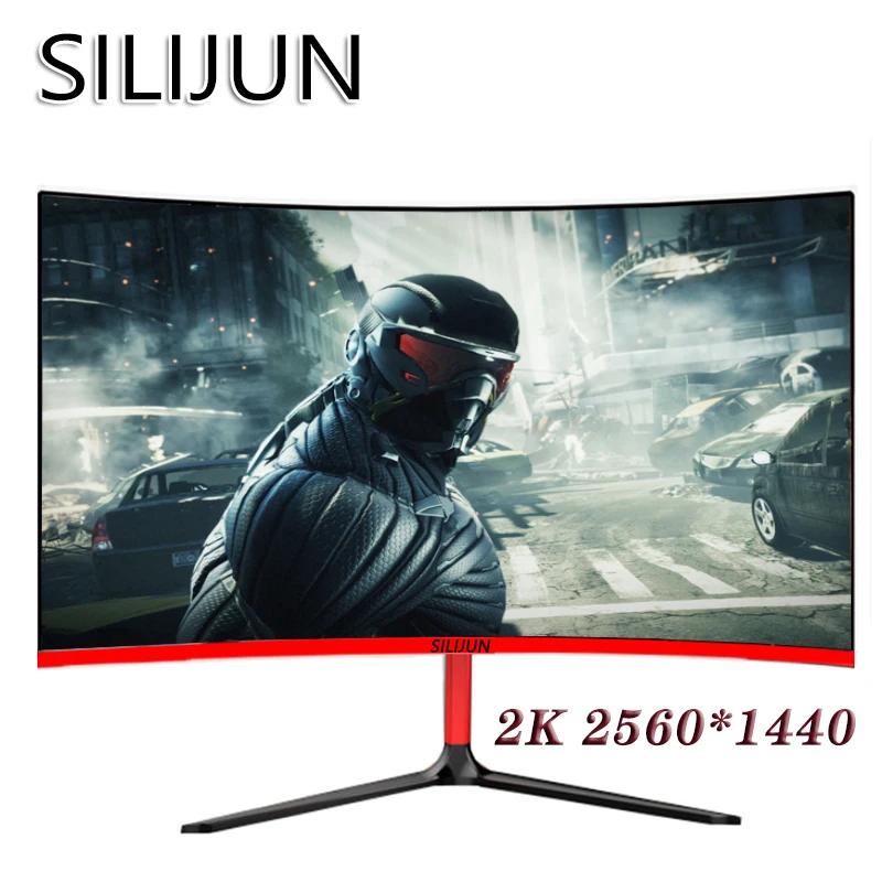 SILIJUN Monitor PC 27 Inch 2K 2560x1440p/1K 1920x1080p TFT/LCD Curved 75Hz HD Gaming Display Desktop Screen VGA/HDMI Interface