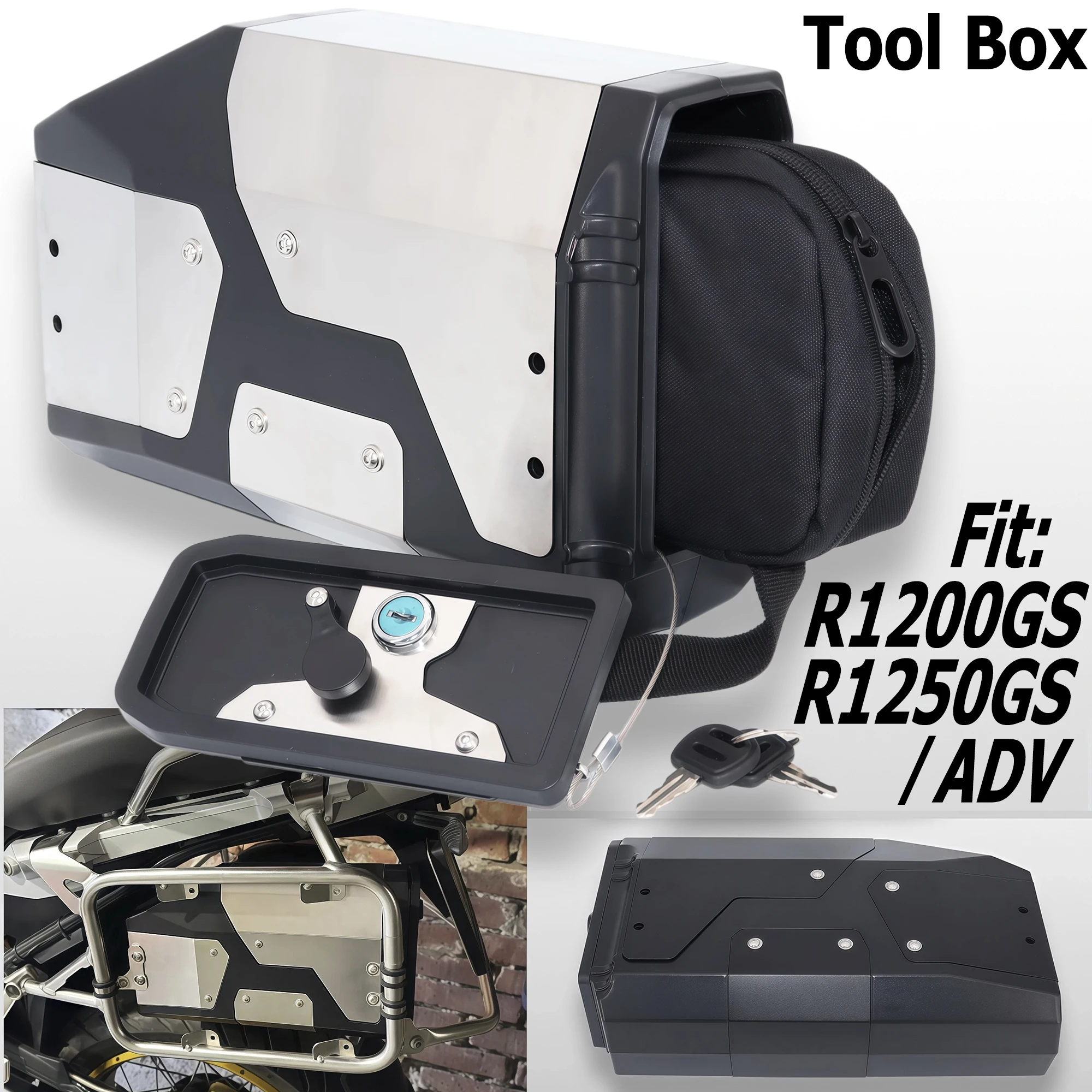 For BMW R1250GS R1200GS Adventure Tool Box 4.2L Hidden Side Storage Box Pannier Rack Motorcycle Touring Accessories GS 1200/1250