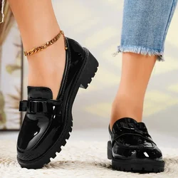 2024 Womens Spring New Simple Solid Color PU Waterproof Womens Loafers Outdoor Leisure Flat Non-slip Womens Mother Shoes Zapatos