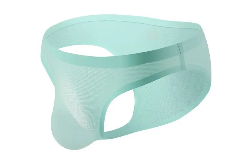 one piece Seamless ice silk triangle mesh low waist sexy underwear for men gays convex pouch boxer briefs