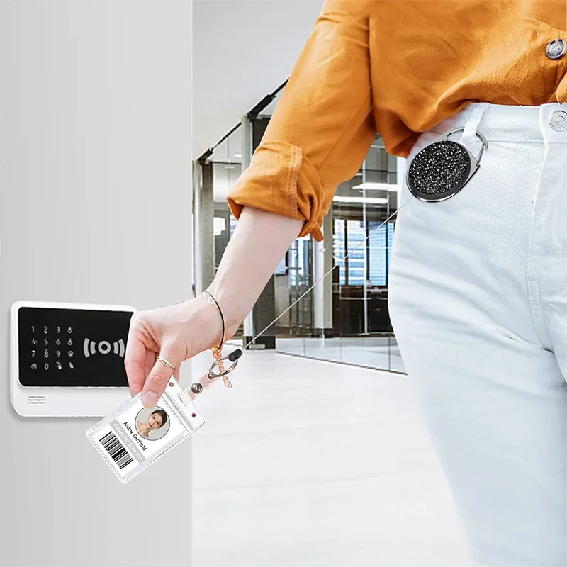 2Pack Rhinestone Retractable Badge Reel Lanyards ID Card Holder Set Bling Crystal Mesh Neck Lanyard Keychain for Students Doctor