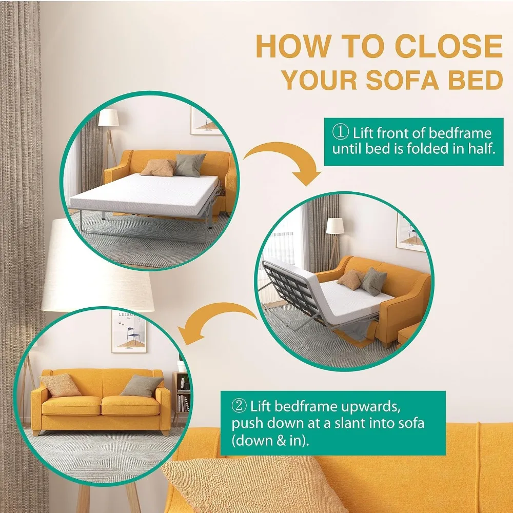 مرتبة أريكة نوم كاملة الحجم - إسفنج ميموري فوم مقاس 4.5 بوصة مع قماش خالي من الألياف وغطاء قابل للغسل #6