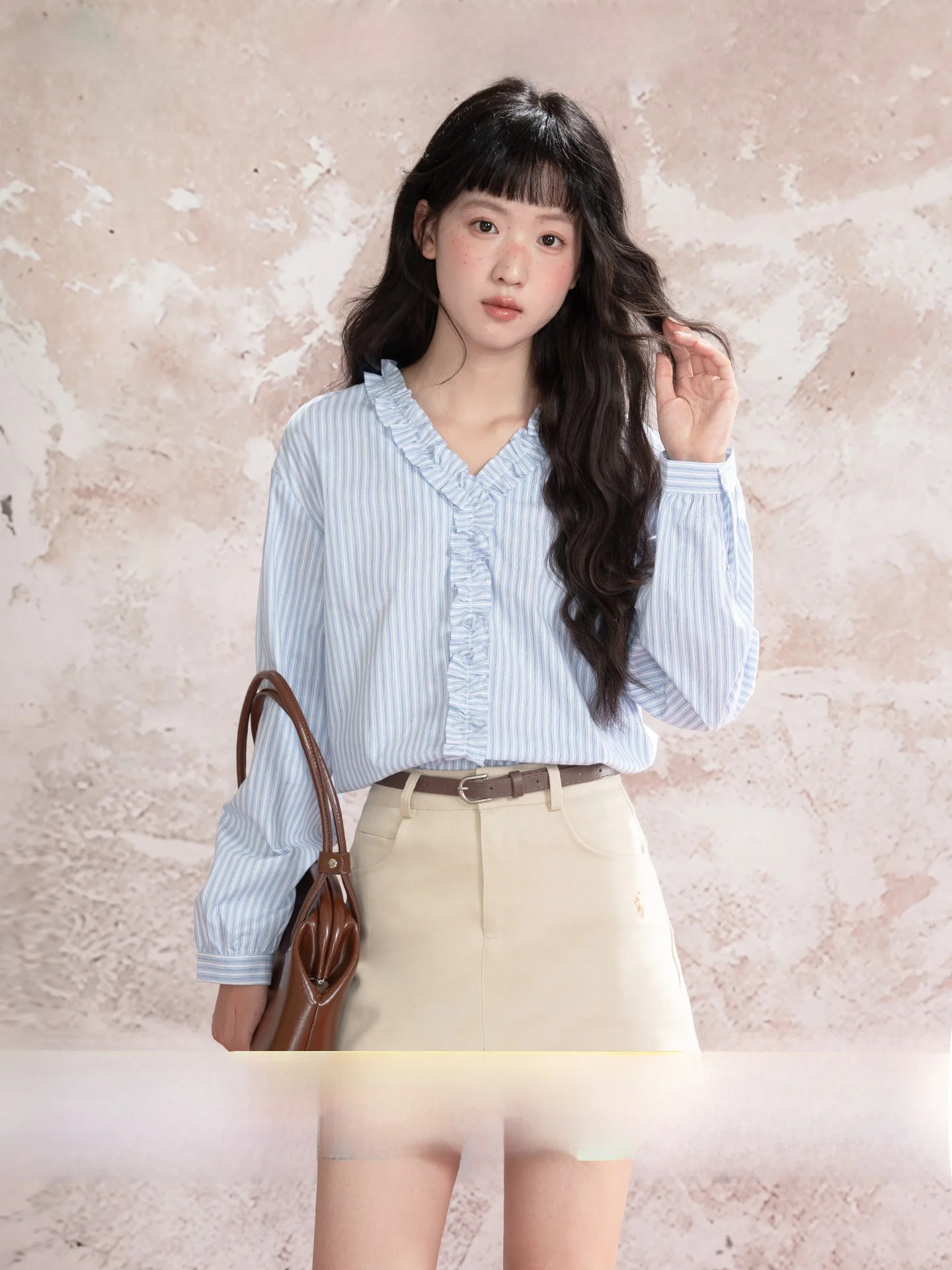 

Loveheynew Classic Vertical Stripes Long Sleeve Women's Shirt Cotton Commute Style Loose Fit Autumn Fashion Top