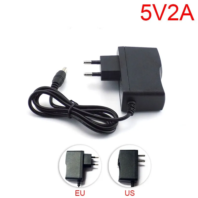5V 2A 2000mA AC DC Power Adapter Supply EU Plug 100V 240V Converter wall charger 5.5mm x 2.1mm for LED Strip Light  Camera C2