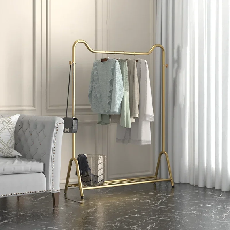 

Floor Metal Foldable Clothes Hanger Standing Wheel Mobile Coat Rack Portable Metal Bedroom Closets Furniture Home