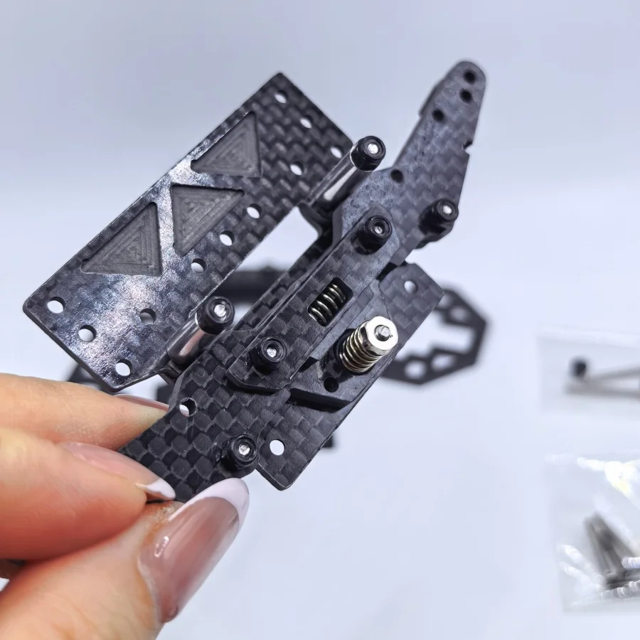 Carbon Fiber Front Nose & Spring Rear Damping Pod Kit with Internal Suspension Chassis MS MSL for Tamiya 4WD Pre-assembled Self-