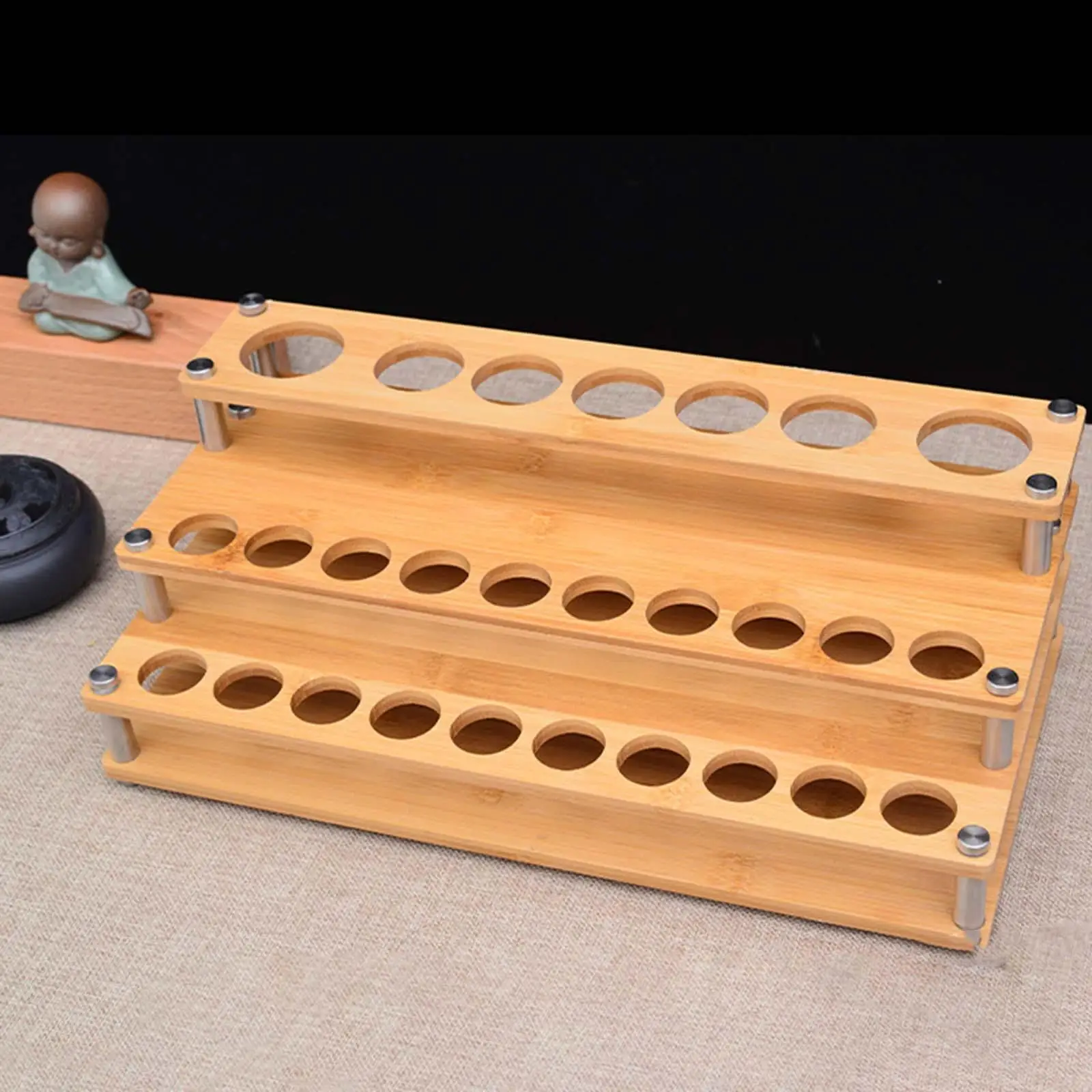 3 Layer Essential Oil Display Stand Organizer Tray Collection Shelf 27 Hole for Tabletop Makeup 5/10/15ml Bottles Cosmetic Shop
