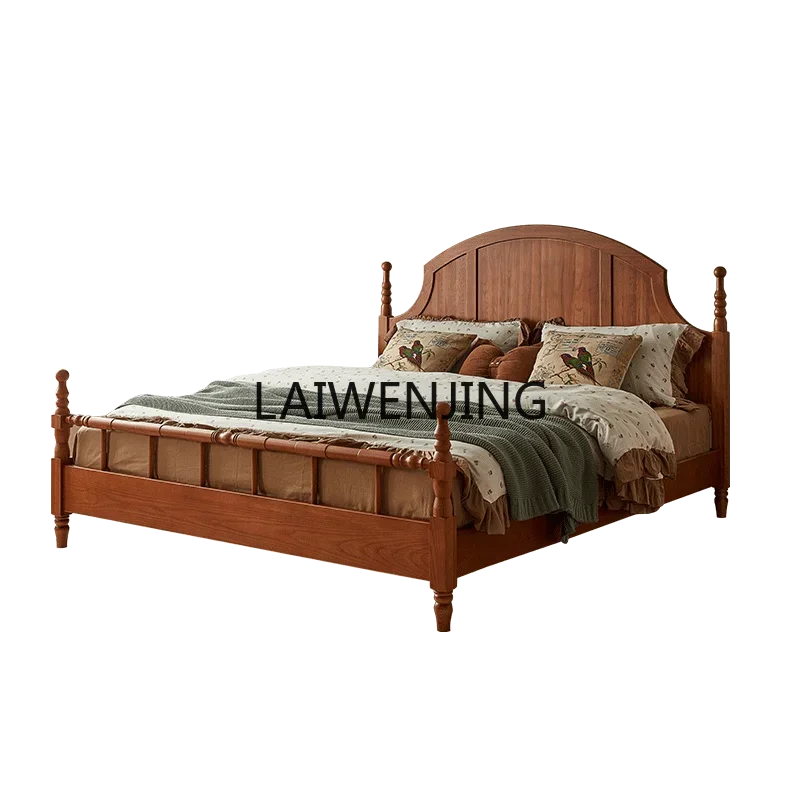 

LYN French retro solid wood bed 1.5 meters 1.8 meters small apartment master bedroom double bed